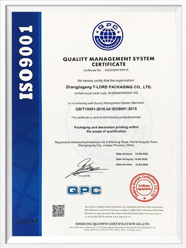 QUALITY MANAG EMENT SYSTEM CERTIFICATE